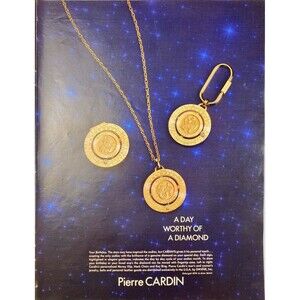Pierre CARDIN Jewelry "Zodiac Medallion with Diamonds" Vintage Print Ad 1979